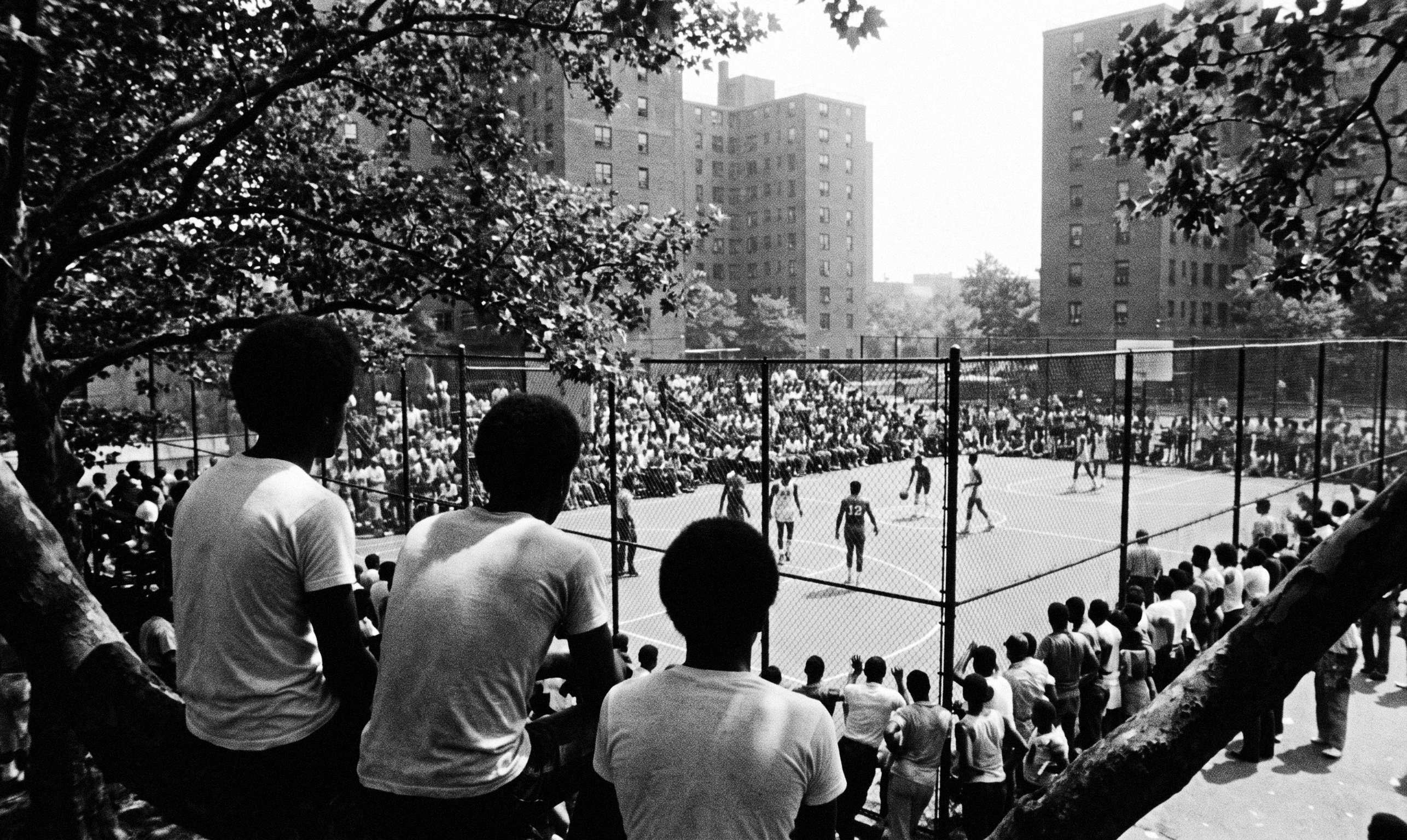 A packed Entertainers Basketball Classic night game at Rucker Park